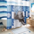 thumbnail image 5 of No Hook Shower Curtain, Funny Elephant Shower Curtains for Bathroom with See Through Top Window, Cute Art Modern Lovely Animals on Showering Waterproof & Washable Bath Curtain Long 72"x78", 5 of 9