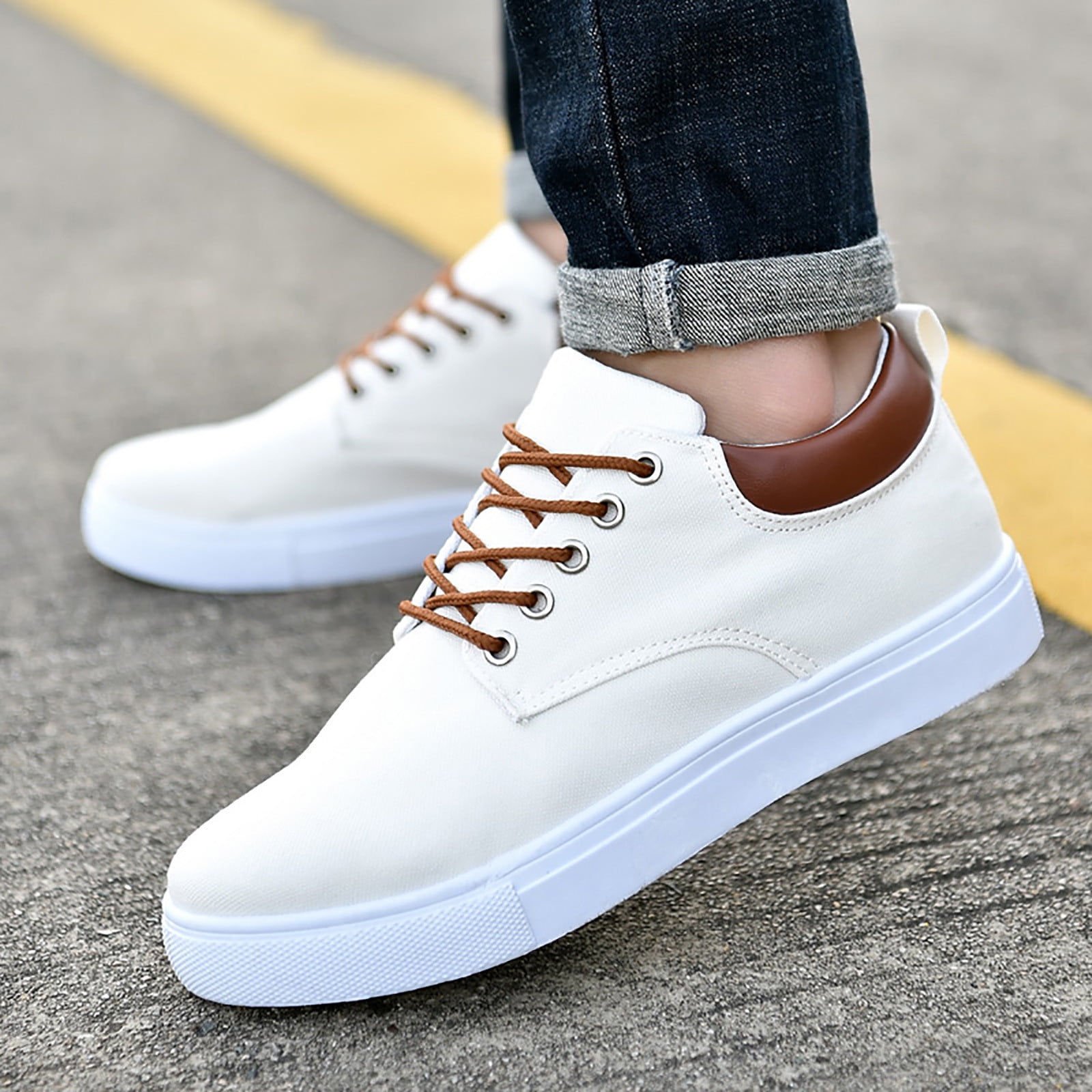 MOZAFIA Comfortable Canvas Lace-up Casual Sneakers Shoes For Men's Canvas  Shoes For Men