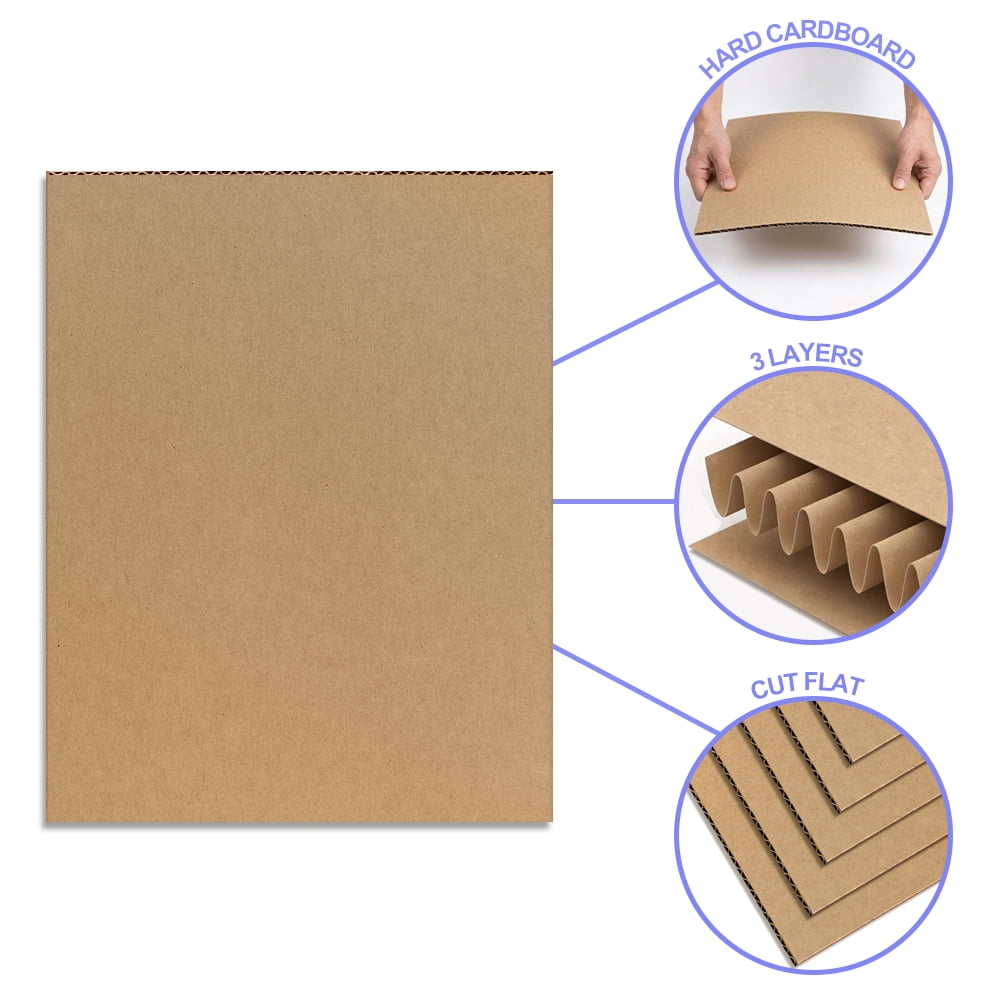 200 Pack Brown Corrugated Cardboard Sheets, 1.8mm Thickness 3.5x4.5 Flat Cardboard Inserts for Shipping, Mailing, Packing, DIY Crafts