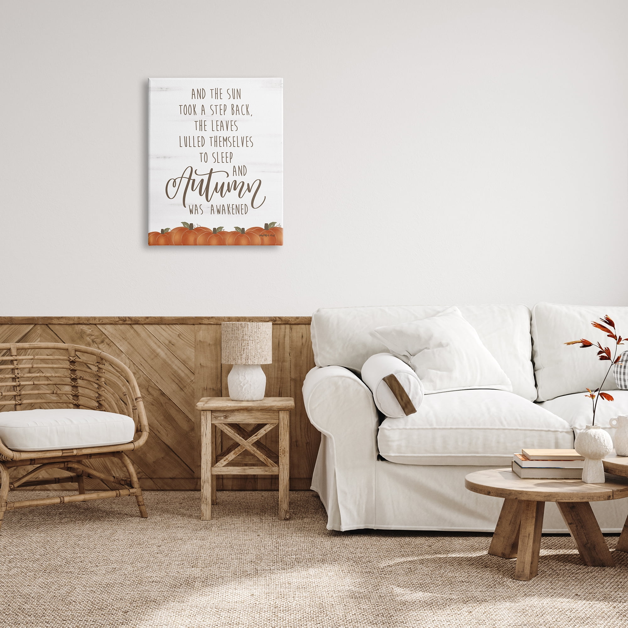 Stupell Industries Autumn Awakened Phrase Inspirational Painting Gallery Wrapped Canvas Print Wall Art, 24 x 30