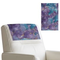 COEQINE Recliner Headrest Cover Faux Leather Head Rest Covers for Recliner Chair with Adhesive Backed Hook and Loop Straps for Home & Office, 17x27 Inch, Marble Violet Blue, Set of 2