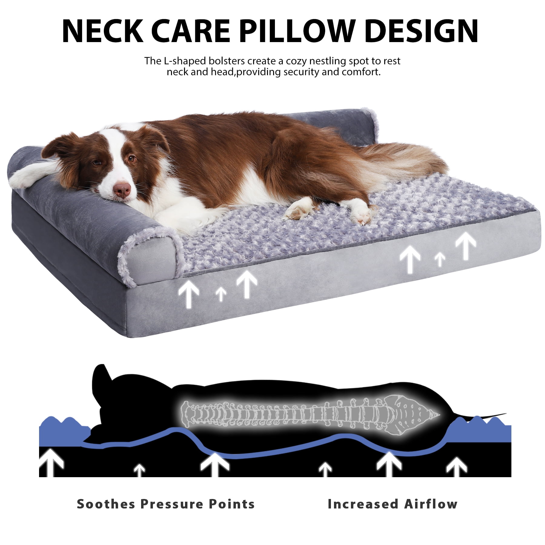 KSIIA Washable Pet Couch Bed for XLarge Dogs，40"x32" Orthopedic Dog Bed with Non-Slip Bottom