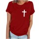 thumbnail image 1 of Camiseta Casual de Manga Corta de Cuello Redondo Impresa para las Mujeres, 95% Poliéster 5% Spandex Vintage Top Ligero para Diario, Fiesta Y Primavera Verano, 1 of 4