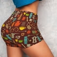 thumbnail image 4 of Fotbe Retro Coffee Shorts Sin Costuras – Shorts Deportivos de Cintura Alta para Mujer, Elásticos para Gimnasio, Yoga, Running o Ciclismo-Large, 4 of 8
