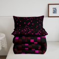 thumbnail image 5 of Manfei Contemporary Grid King Size Comforter Sets,Pixel Pattern Comforters King Size,Purple Black,Black Reversible,3 Pieces,1 Comforter and 2 Pillowcases,3 Pieces,1 Comforter and 2 Pillowcases, 5 of 7