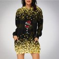 thumbnail image 2 of Pisexur Robe de Noël pour Femmes Mode Imprimé Verres de Vin Rouge Robe de Fête Décontractée à Manches Longues avec Capuche Robe d'Automne de Noël Mini Robe avec Poches, 2 of 4