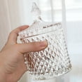 thumbnail image 4 of European Style Relief Process Storage Jar with Cover - Multifunctional Ornamental Desktop Storage - Clear Glass Jewelry Candy Jar - Household Supply, 4 of 8