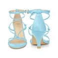 thumbnail image 5 of BLISSFUL STEP Strappy Knot Ankle Strap Kitten Heels Sandals for Women Sky Blue 8.5, 5 of 6