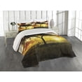 thumbnail image 2 of Ambesonne African Quilted Coverlet 3 Pcs, Sunset in Savannah Animal, King Size, White Green Red, 2 of 4