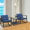 thumbnail image 2 of Patiojoy 3PCS Patio Rattan Wicker Chair Table Set Wicker Rattan Furniture Navy, 2 of 6