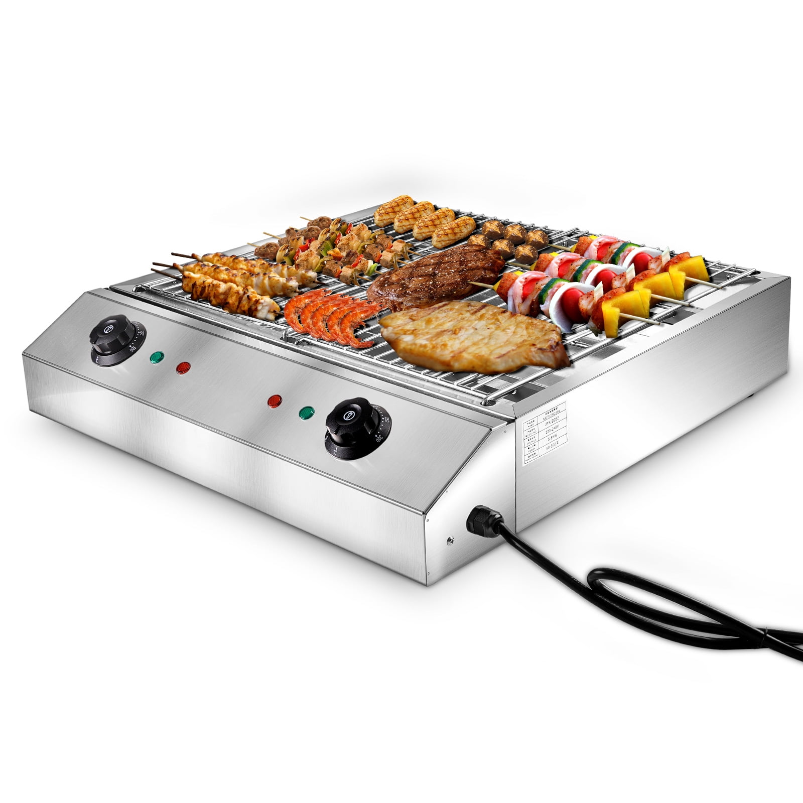 ZXMT 110V 3200W Commercial Electric Countertop Grill Smokeless with Adjustable Temperature