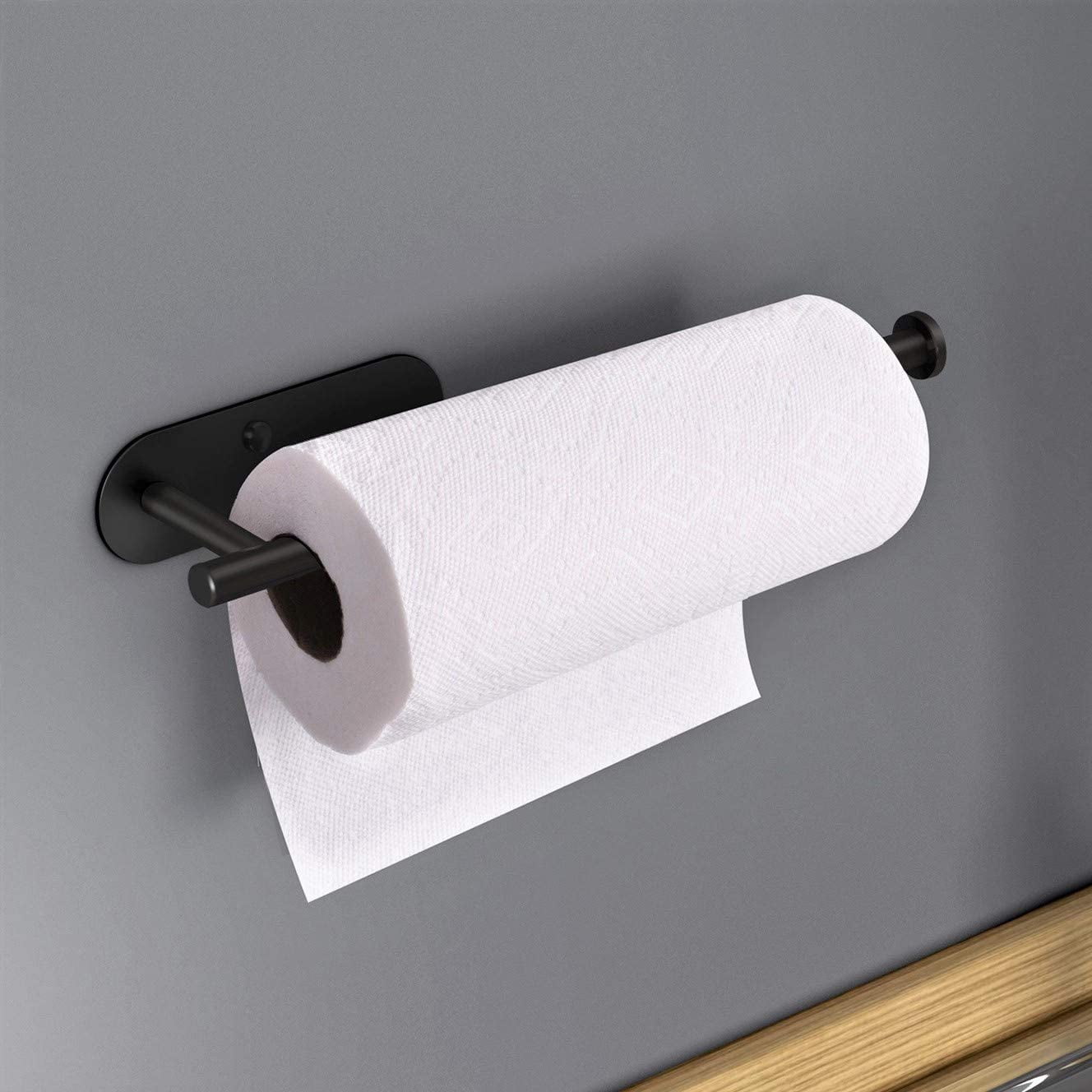Adhesive Paper Towel Holder Under Cabinet Wall Mount for Kitchen Paper Towel Black Paper Towel Roll Holder Stick to Wall SUS304 Stainless Steel BLACK Walmart