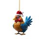 thumbnail image 1 of TQEHS rujjftsy 2024 Lindo adorno colgante de pollo navideño, colgante de gallo de dibujos animados de acrílico, adorno colgante de pollo plano 2D, adorno de pollito con sombrero navideño, decoración p, 1 of 6