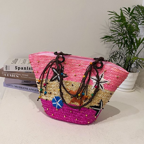 Bolso de paja de gran capacidad para mujer, Bolsa de hombro de playa a la moda, portátil, tipo cubo, gran oferta, envío gratis Fivean unisex