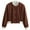 Brown, variant on Casual Bomber Jacket Women Lightweight Varsity Style Snap Button Short Coat with Ribbed Collar and Streetwear Women Brown L