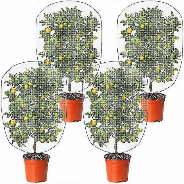 Bolsa de protección para plantas de jardín, reutilizable, de malla, con cordón, para proteger flores, frutas y verduras de insectos, plagas y aves (4 unidades, 70 x 100 cm)