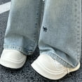 thumbnail image 7 of Wide Leg Jeans for Girls Baggy Loose Denim Jeans High Waist Pants Trousers with Pocket Blue,9 Years, 7 of 7