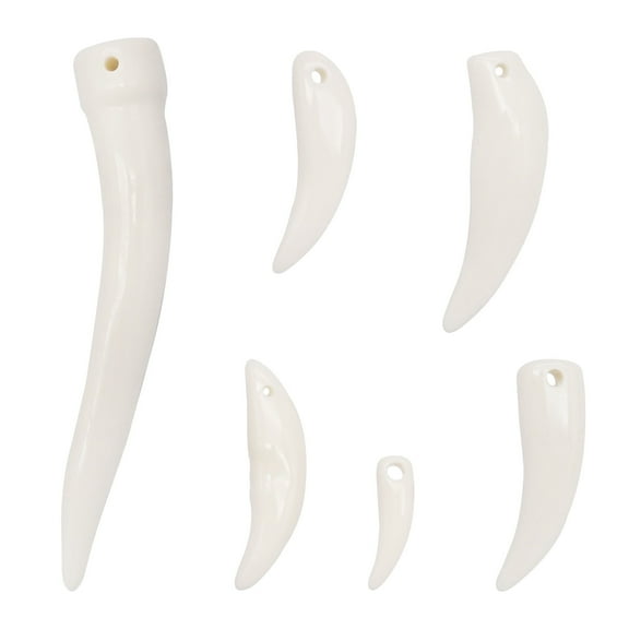 30pcs - 6 Styles Mix Resin Animal Fangs Charm Wolf Teeth Pendant For DIY Crafts Making Personality Decor