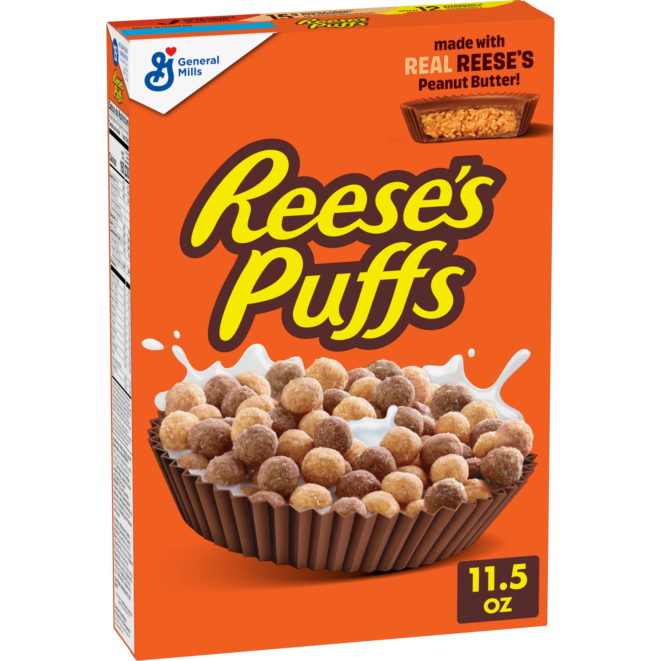 (4 pack) REESE'S PUFFS Whole Grain Chocolatey Peanut Butter Breakfast Cereal (11.5 oz)