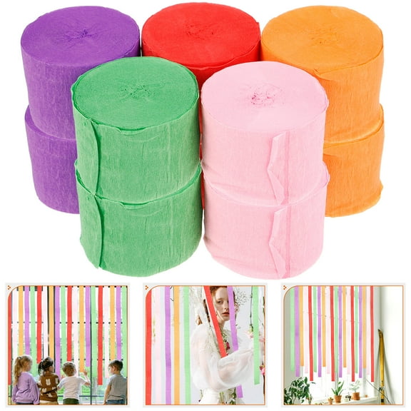 ETHZZLE 10 Rolls Crepe Paper Streamer Peach Pink for Birthday Party and Wedding