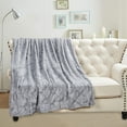 thumbnail image 2 of Home Soft Things Ashley Brushed Faux Fur Throw Blanket with Sherpa Back Soft Cozy Fluffy Fluzzy Lightweight Throw - Grey - 50" x 60", 2 of 6