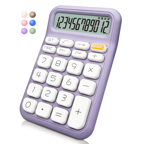 Calculadora Exlliy Desk con pantalla LCD grande de 12 dígitos, color morado