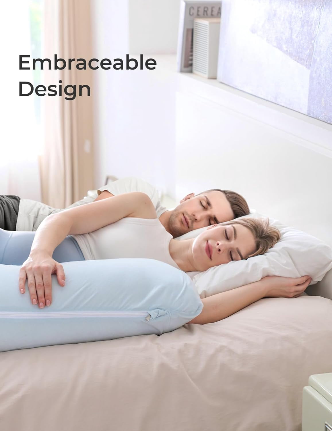 Pregnancy Pillows for Side Sleeping, J Shaped Maternity Body Pillow for Pregnancy, Soft Pregnancy Pillow with Jersey Cover for Head Neck Belly Support