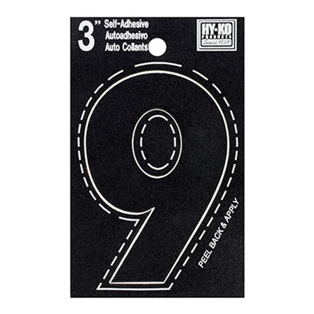 número "9" de vinilo 7.62 cm