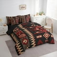 thumbnail image 4 of Manfei Vintage Aztec Adult 7 Pieces Bedding Comforter Set, Black Red Bohemian Abstract Full Bedding Set, Tribal Western Theme Reversible Fitted Sheet Flat Sheet, Luxury Bedroom Decor, 4 of 8