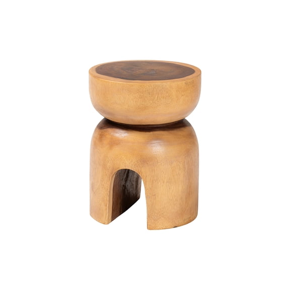 bali & pari Abrina Solid Suar Wood Side Table - Hand-Carved Sculptural End Table