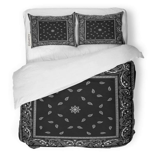 Twin Size Duvet Cover With 2 Pillowcase, Blue Bandana Queen Bed Set
