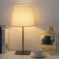 thumbnail image 2 of Bedside Table Lamps Set of 2, Square Desk Lamp Metal Base & Fabric Shade Silver, 2 of 7