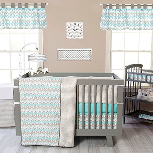 Salmon Pink Gray Chevron Geenny Boutique Baby 13 Piece Crib