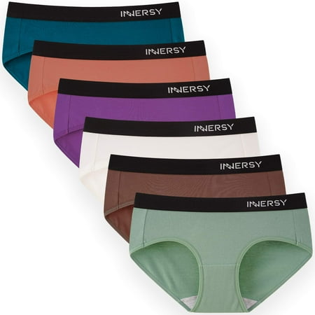 

INNERSY Womens Underwear Cotton Hipster Panties Low Rise Underwear For Women 6-Pack (Large Multi-Color Light)
