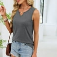 thumbnail image 4 of Timegard Summer Tank Tops for Women Notched V Neck Solid Color Fitting Comfy Casual Sleeveless Tops, 4 of 9
