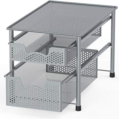 Simple Houseware Stackable 2 Tier Sliding Basket Organizer Drawer, Silver -  Walmart.com