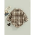 thumbnail image 4 of Baby Boys Long Sleeve Plaid Rompers Casual Button-Down Playsuit One-Piece Outfits with Pockets, 4 of 9
