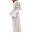 thumbnail image 2 of Women Lace Sheer Lingerie See Through Bra Brief Nightdress Robe Belt Set Sleepwear, 2 of 3