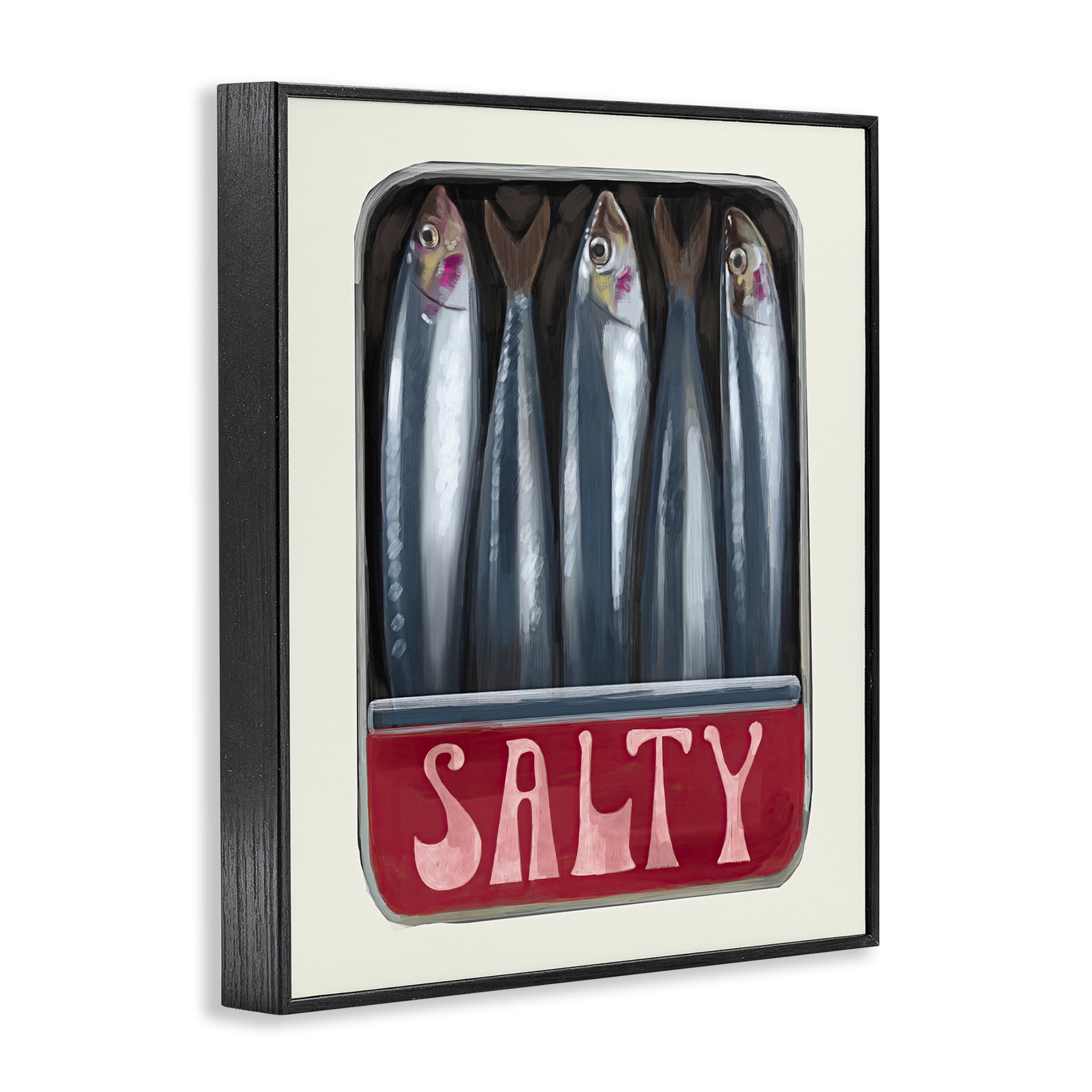 Stupell Industries Salty Sardines Can Food & Beverage Painting Black Framed Art Print Wall Art, 24 x 30