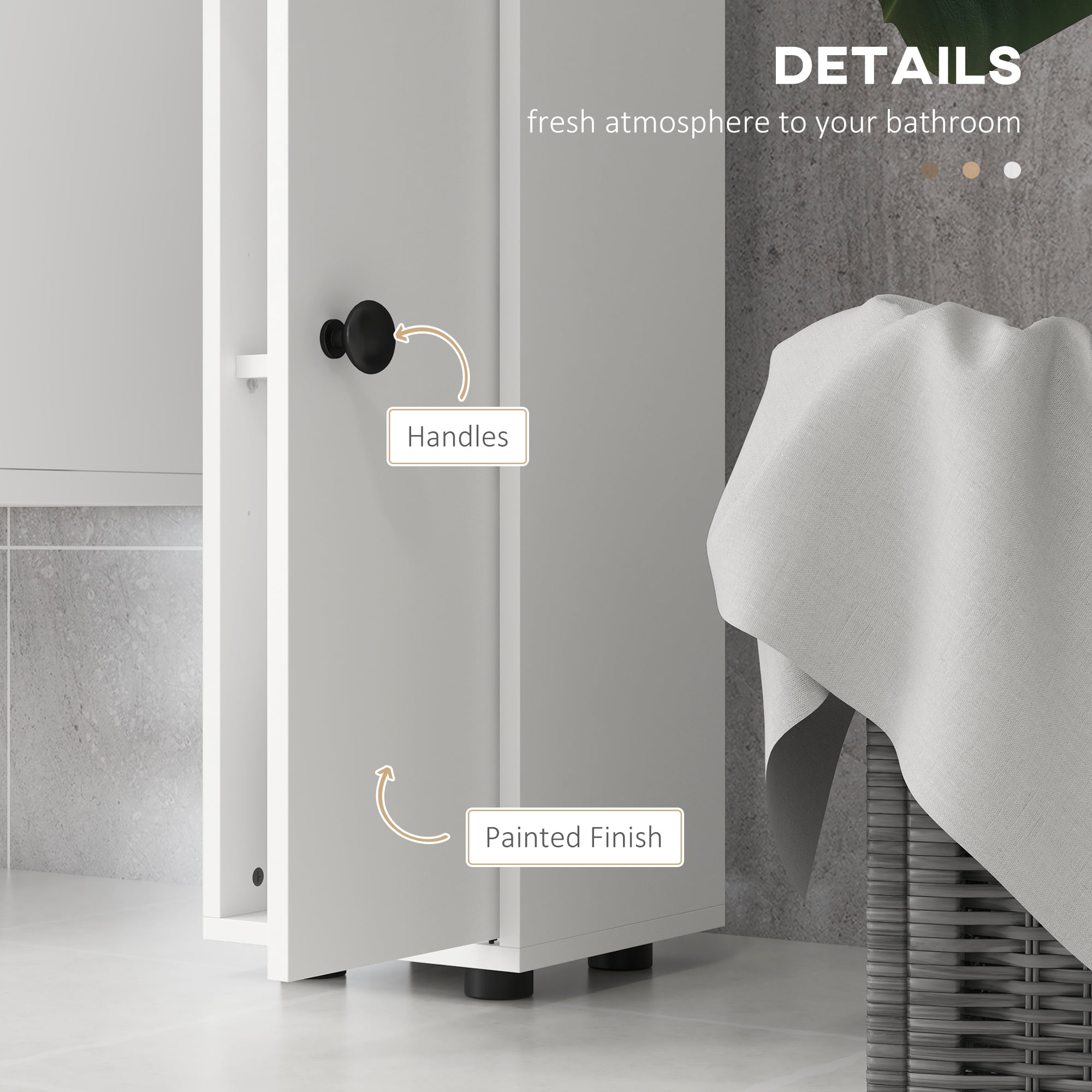 Tall Bathroom Storage Cabinet with Open Shelves & Cabinets, Adjustable Shelves, Anti-Tipping Design, Particle Board Organizer for Bathroom