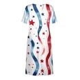 thumbnail image 6 of Women's 250th Anniversary Independence Day Round Neck Casual Dress with Pockets Short Sleeve Patriotic Printed Summer Tunic Blue L, 6 of 6