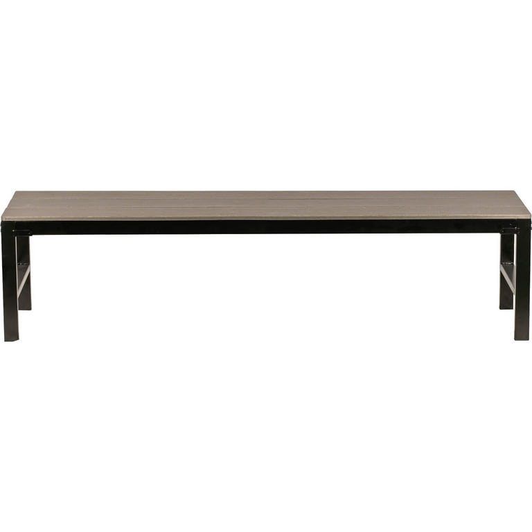 Lorell Faux Wood Outdoor Bench - Teak Faux Wood Seat - Four-legged Base - 1 Each