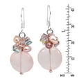 thumbnail image 4 of Stylish Circular Pink Quartz Stone w/ Pearl & Crystal Cluster Dangle Earrings, 4 of 4