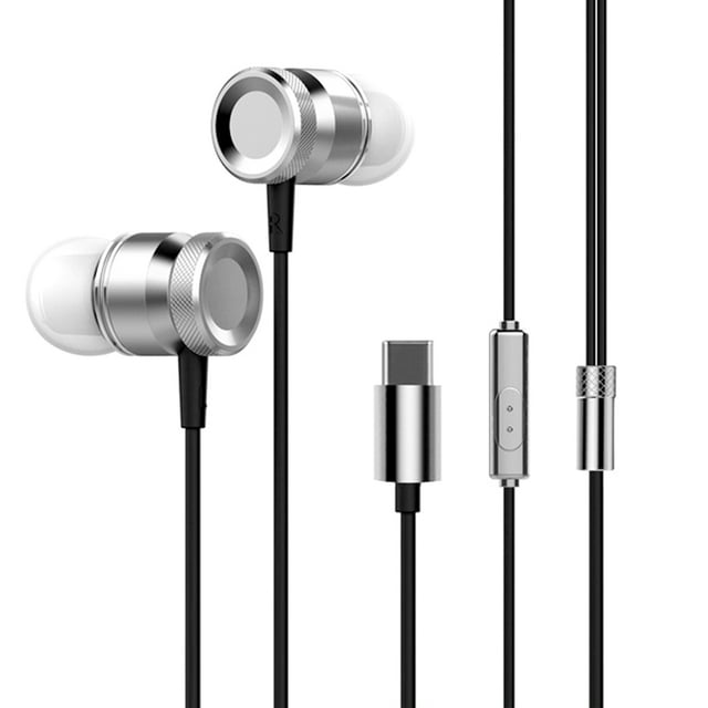 USB Type-C In-Ear Wired Metal Earphone Headset USB-C Earphone Earbuds In-line Control w/ Mic for