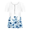 thumbnail image 4 of Fmbrln Womens Plus Size Summer Fashion Floral Print Tops Casual Short Sleeve Button V Neck Pleated T-shirts Comfy Loose Blouse White 2XL, 4 of 5