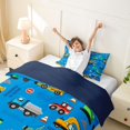 thumbnail image 3 of Castle Fairy Construction Truck Pattern Twin Bedding for Boys, "Keep Digging" Print Duvet Cover Set for Bedroom, Yellow Blue,Navy Blue Reversible,2pcs,No Comforter, 3 of 6