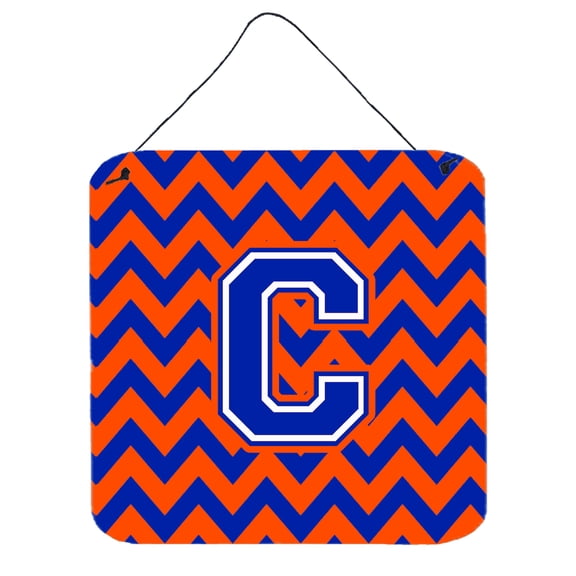 Letter C Chevron Orange and Blue Wall or Door Hanging Prints