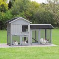 thumbnail image 2 of Pefilos 55" Indoor Rabbit Hutch with Trays, Outdoor Weatherproof Bunny Cage, Pet House with Run, Gray, 2 of 10