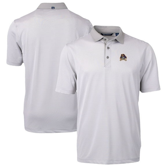 Men's-Cutter & Buck  Gray/White ECU Pirates DryTec Virtue Eco Pique Recycled Polo
