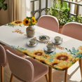 thumbnail image 3 of Sunflower Table Cloths for 6 Foot Rectangle Tables, Summer Botanical Farmhouse Yellow Floral Rustic Patio Waterproof Elastic Fitted Tablecloths, Washable Rectangular Table Cover for Camping, 3 of 8